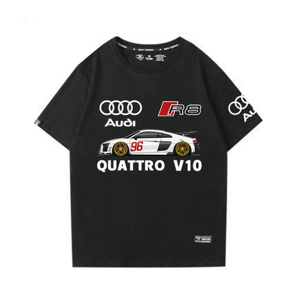 T-shirt Audi Quattro R8 V10 Imprimé Col Rond Homme Manches Courtes